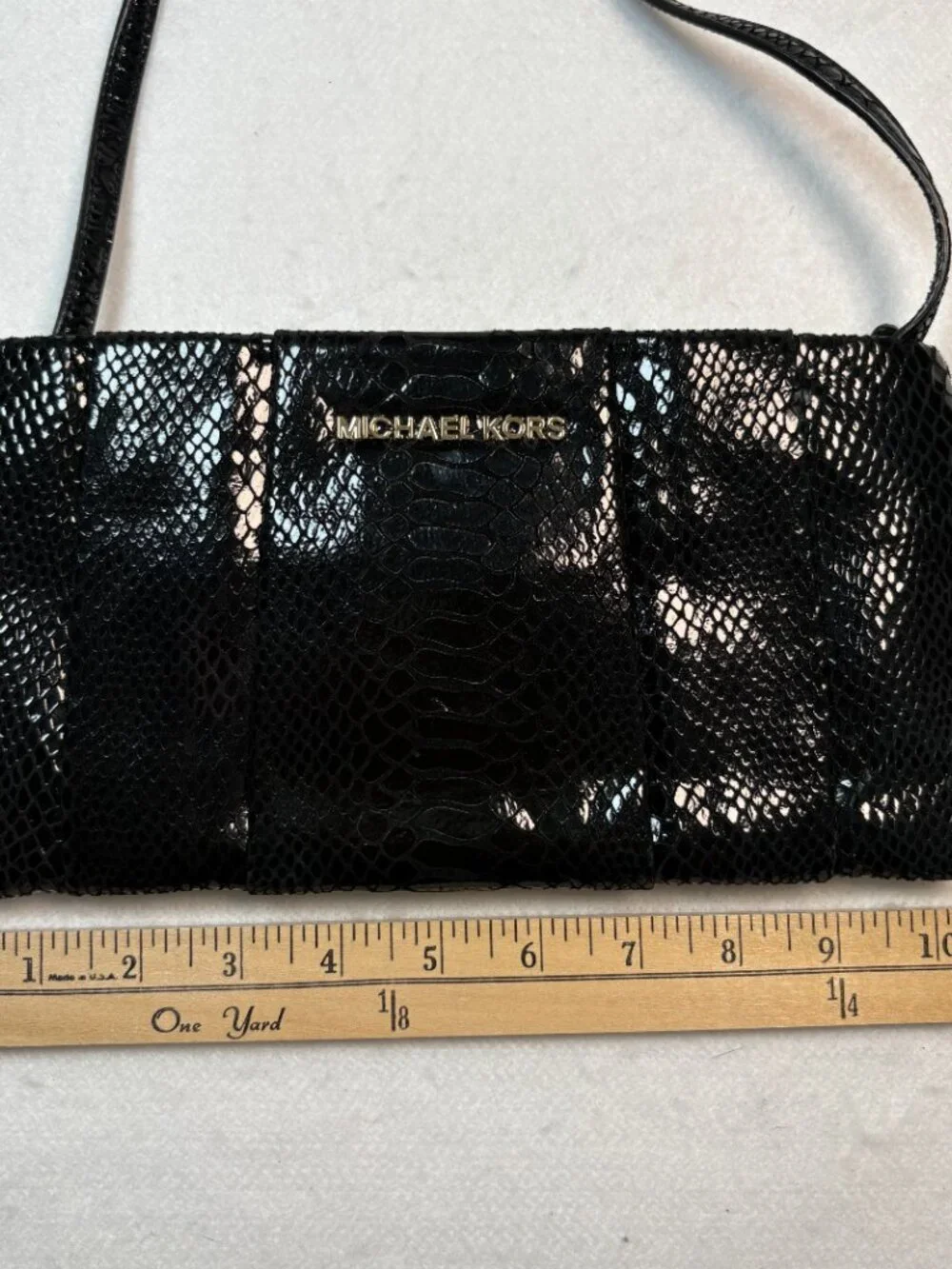Michael Kors Black Snakeskin Pleated Convertible Bag Y2K Indie Sleek Grunge Chic